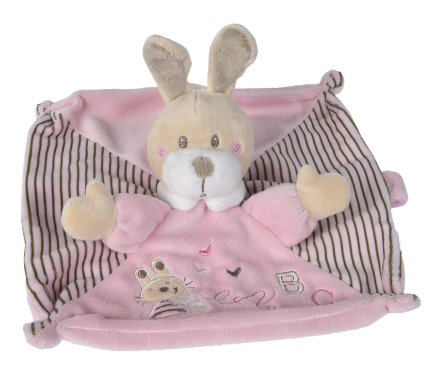  laline baby comforter rabbit abc pink grey 
